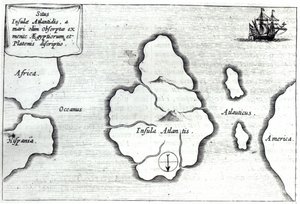 अटलांटिस का नक्शा, &39;मुंडस सबट्रेनरस&39; से, 1665-68